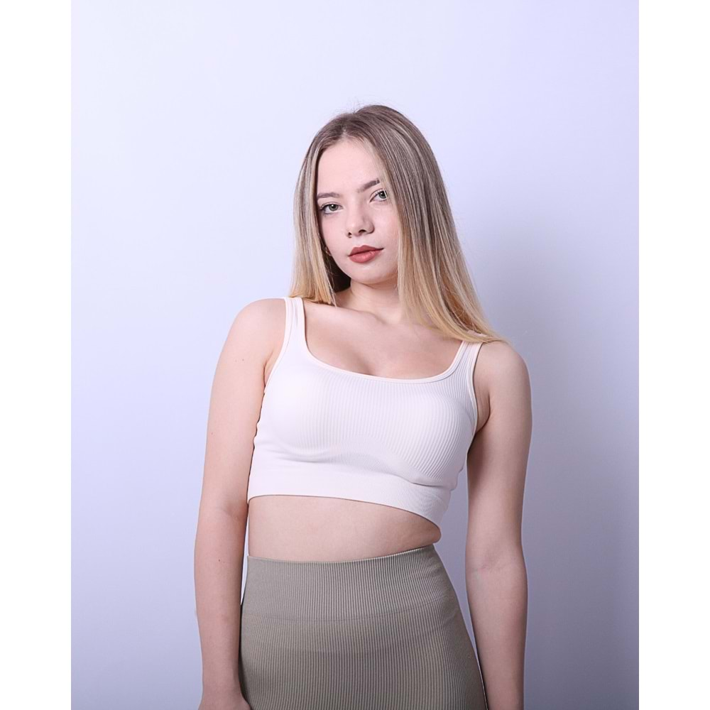 Kadın Askılı Crop Top - Beyaz - M/L