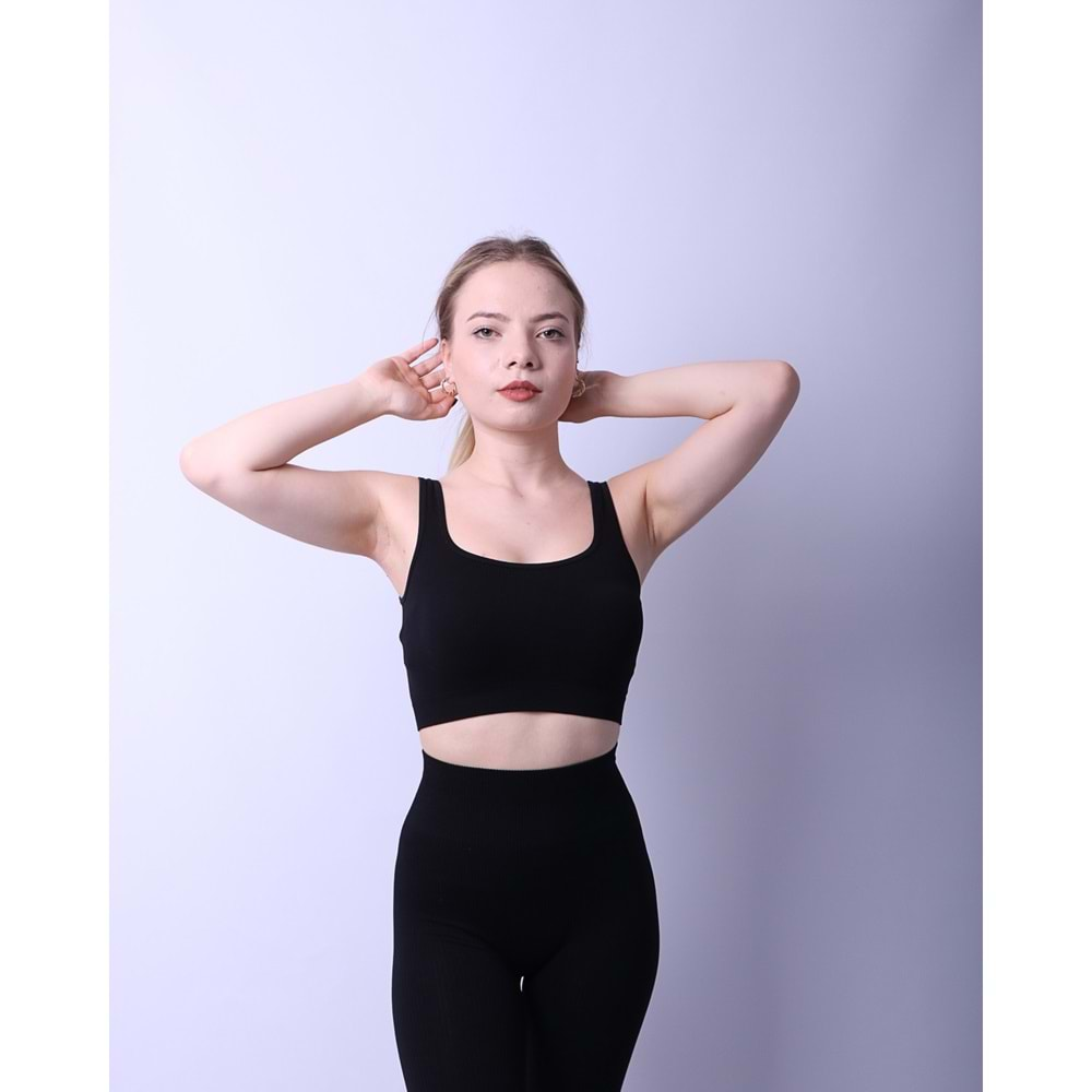 Kadın Askılı Crop Top - Siyah - M/L