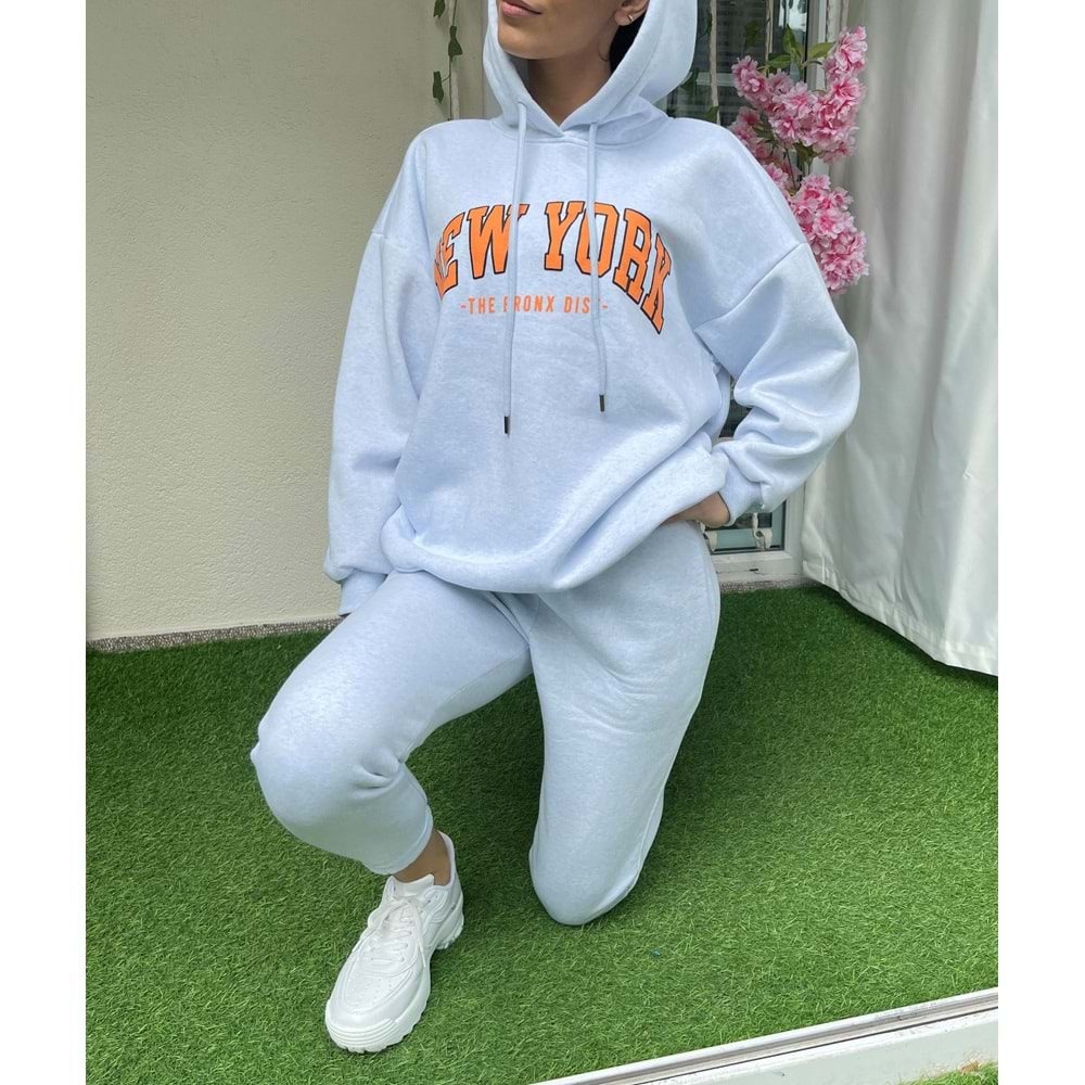 Newyork Baskılı Şardonlu Sweatshirt - Mavi - STD