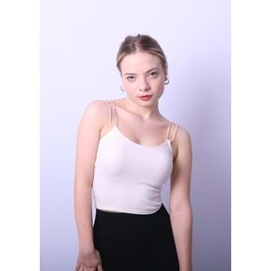 Kadın Lastikli Crop Top - Natural - M/L