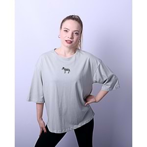 Kadın Tshirt Zebra Nakışlı - Mint - L