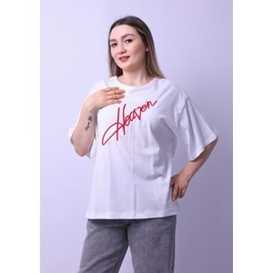 Kadın Tshirt Heaven Nakışlı - Beyaz - Std