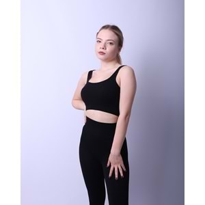 Kadın Askılı Crop Top - Siyah - M/L