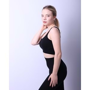 Kadın Askılı Crop Top - Siyah - M/L