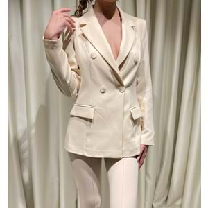 Alise Kadın Blazer Ceket - Ekru - M