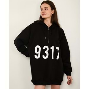 Baskılı Oversize Sweatshirt - Siyah - STD