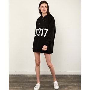 Baskılı Oversize Sweatshirt - Siyah - STD