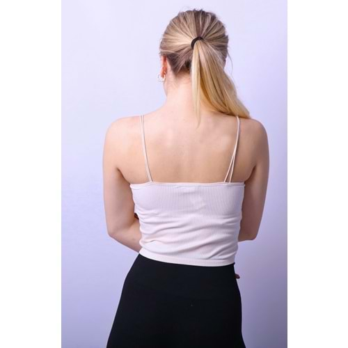 Kadın Lastikli Crop Top - Natural - M/L