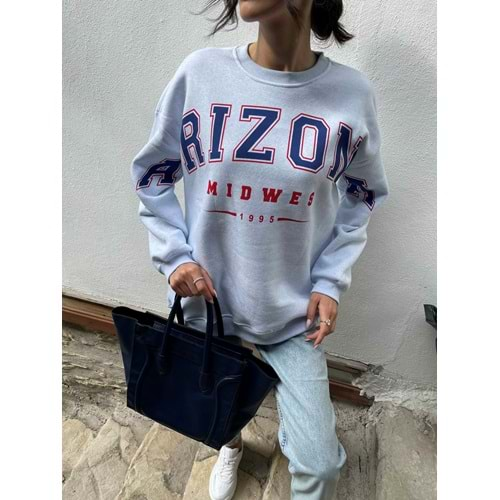 Arizona Baskılı Şardonlu Sweatshirt - Mavi - STD